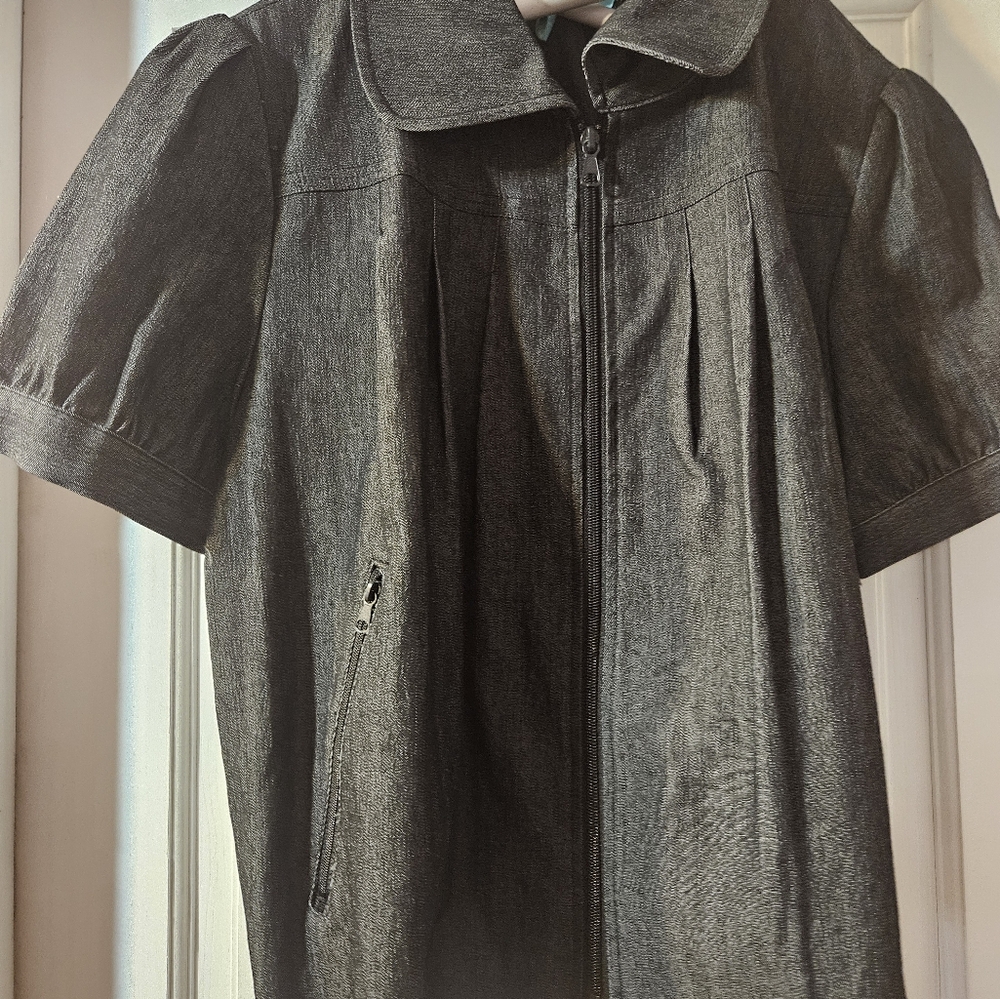 Blue Short Sleeve Zip-Up Jacket Size M